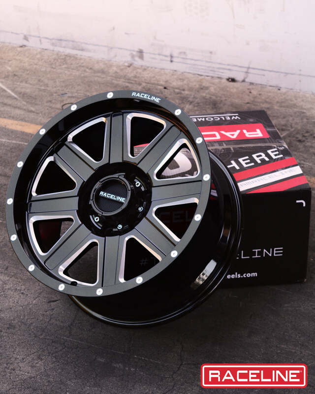 (set of 4) Raceline 940 Hostage Black & Milled | 16x8" +0mm | 5x127mm Wheel