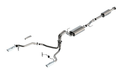 Borla 3.3L F-150 2021 Cat-Back | Ford F-150 (21) 3.3L / XL/XLT/Lariat/KR/Plnm/LTD | Split Rear Exit 4" Bright Chrome Tips (140879)
