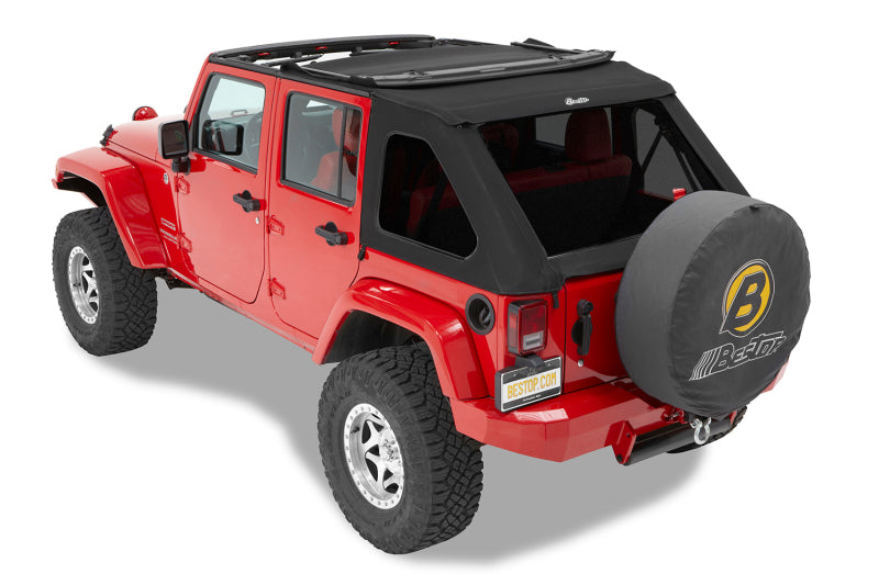 Bestop 59723-17 JK 4-Door A-Top Trektop Prem Blk Twill Tinted Windows No Door Skins