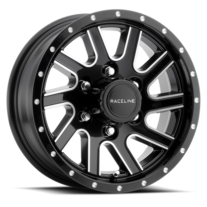 (set of 4) Raceline 820 Twisted Black & Machined | 15x5" +0mm | 5x114.3mm Wheel