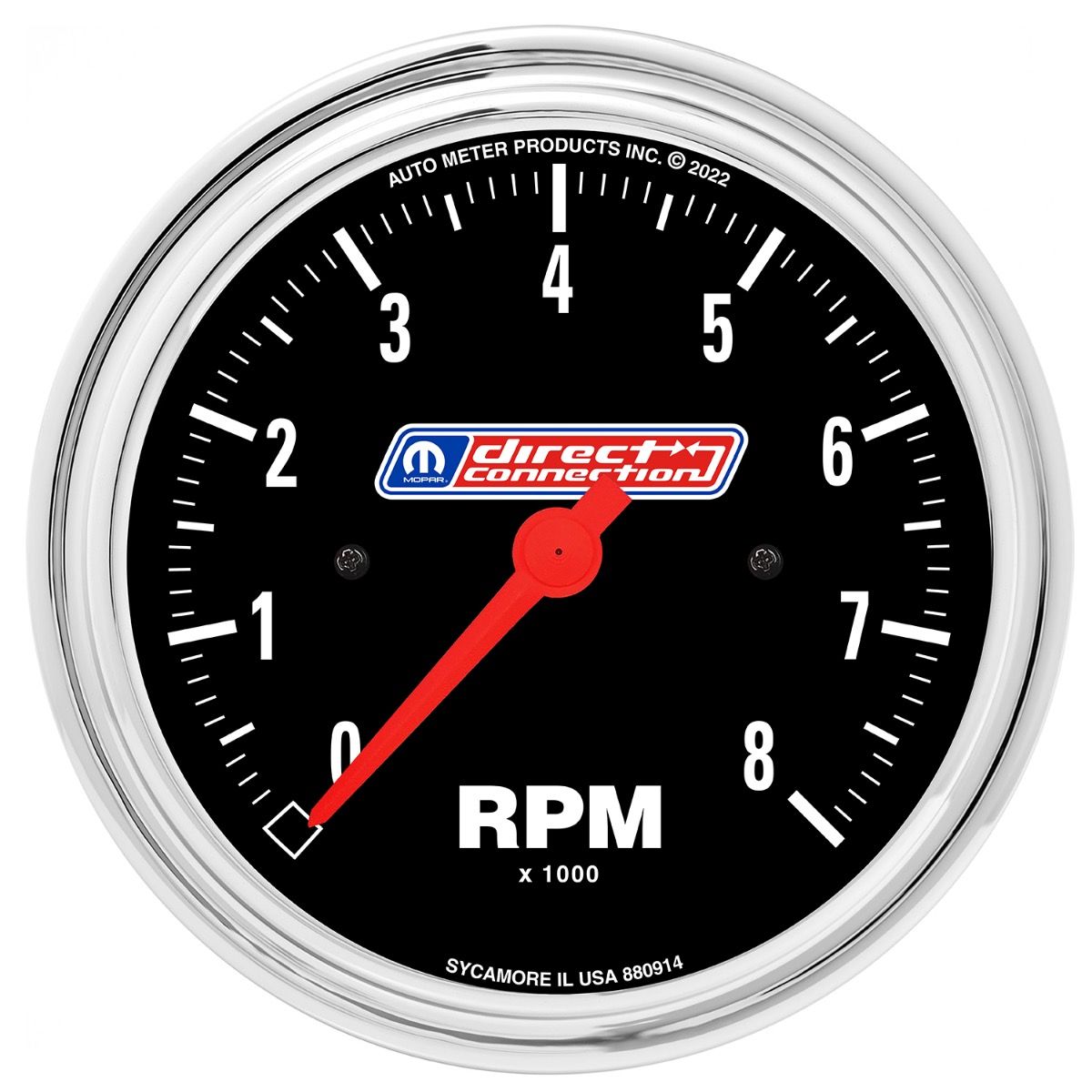 AutoMeter 3-3/8in (85.7mm) Tach 0-8,000 RPM 4/6/8 Cyl In-dash Mopar Direct Connection (880914)