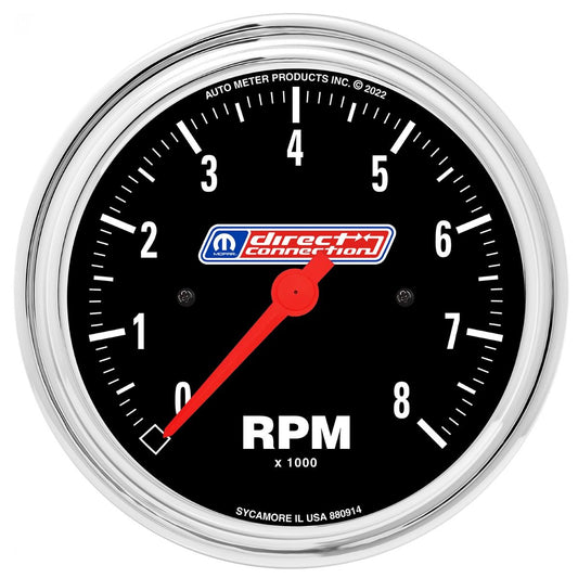 AutoMeter 3-3/8in (85.7mm) Tach 0-8,000 RPM 4/6/8 Cyl In-dash Mopar Direct Connection (880914)