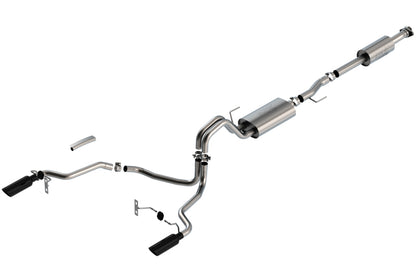 Borla 3.3L F-150 2021 Cat-Back | Ford F-150 (21) 3.3L / XL/XLT/Lariat/KR/Plnm/LTD | Split Rear Exit 4" Black Chrome Tips (140879BC)