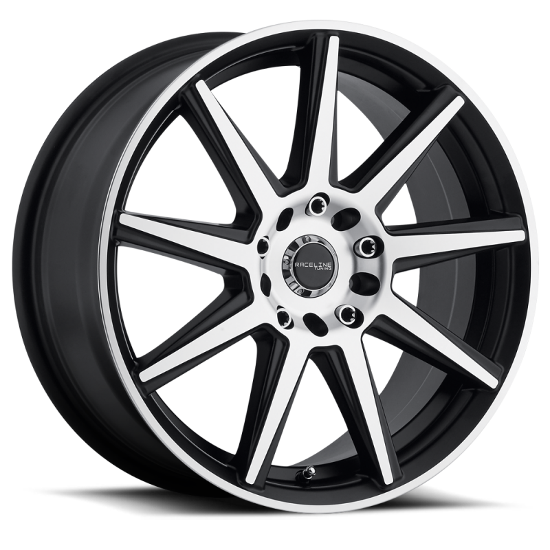 (set of 4) Raceline 144 Storm Black & Machined | 18x7.5" +42mm | 5x100/5x114.3mm Wheel