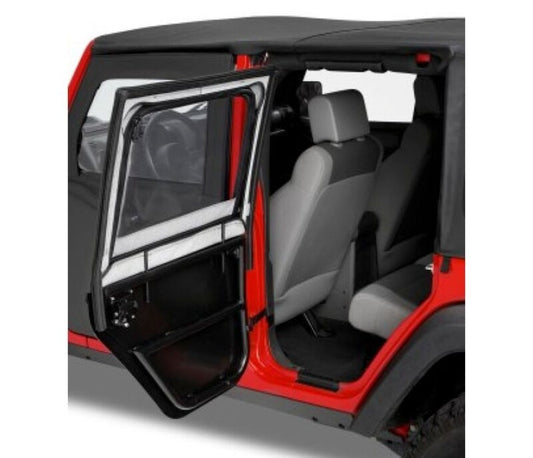 Bestop 51806-17 Rear Element Upper Soft Door Blk Twill for 07-18 Wrangler JK 4DR