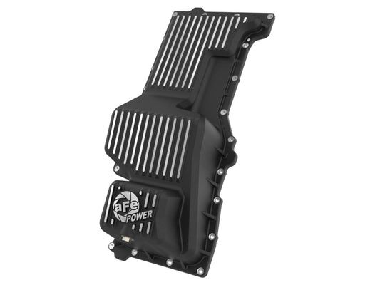 aFe 46-71440B Oil Pan L6 3.0L Black Machined Fins GM Trucks 20-25
