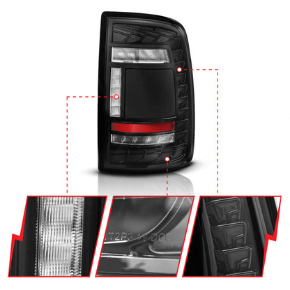 ANZO 19-24 RAM 2500/3500 Full LED Tail Lights SeqSig Black Pair (311482A)