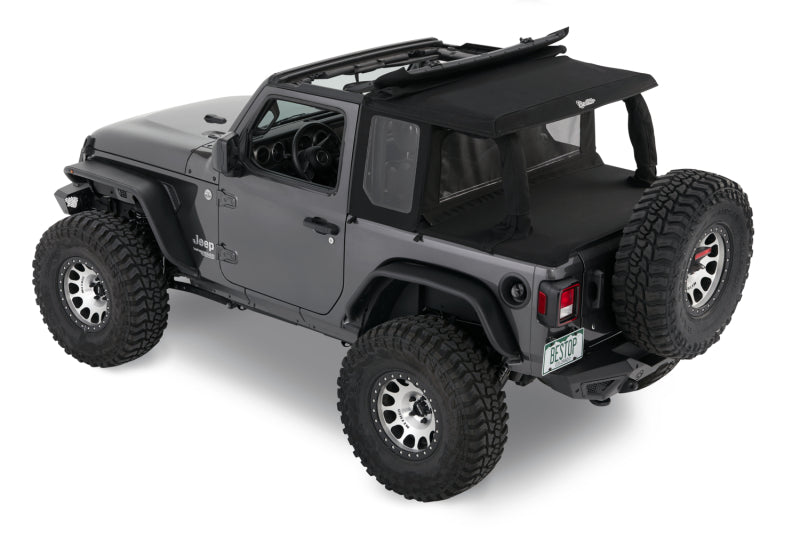 Bestop 80101-17 JL 2-Door Halftop Conversion Kit Premium Black Twill For Jeep Wrangler JL
