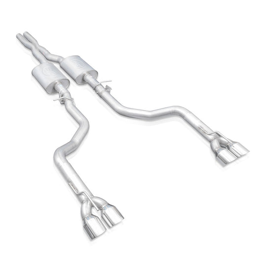 Stainless Works 3in Legend Catback X-Pipe w/ 4in Quad Tips | Dodge Challenger (15-19) (CHAL16CBL4)