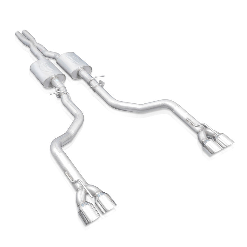 Stainless Works 3in Redline Catback X-Pipe w/ 4in Quad Tips | Dodge Challenger (15-19) (CHAL16CBR4)