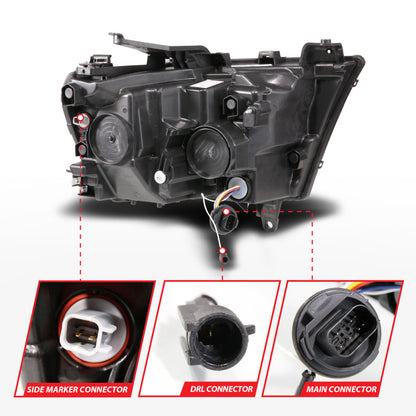 ANZO Full LED Proj Headlight DRL/SeqSig Black Driver Side | RAM 1500 (19-24) (111628A-L)