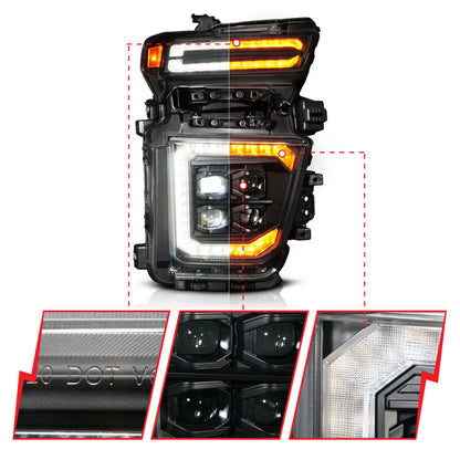 ANZO 20-23 Chevy Silverado 2500/3500 Z-Series Full LED Proj Headlight Black Pass Side (111619X-R)