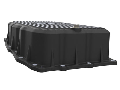 aFe 46-71420B GM L6 3.0L Transmission Pan Black Machined Fins For GM Trucks 20-26