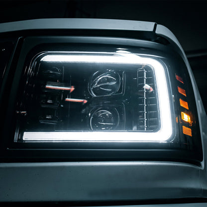 AlphaRex 92-96 Ford F-Series/Bronco LUXX-Series LED Projector Headlights Alpha-Black