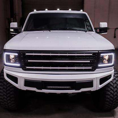 AlphaRex 92-96 Ford Bronco/F150 NOVA LED Proj Headlights Chrome w/ Activ. Light Seq. Sig and SB DRL
