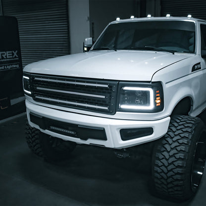 AlphaRex 92-96 Ford Bronco/F150 NOVA LED Proj Headlights Chrome w/ Activ. Light Seq. Sig and SB DRL