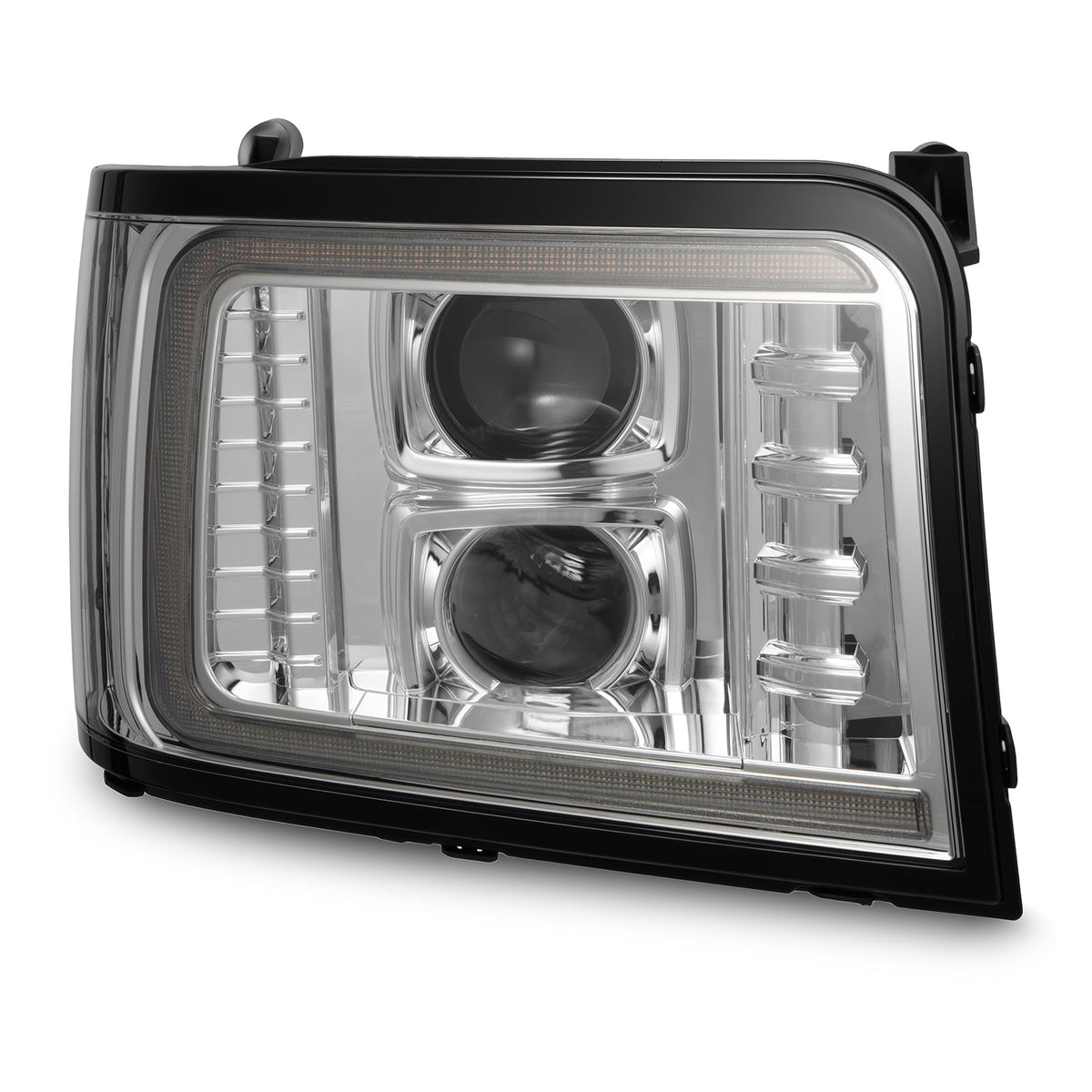 AlphaRex 92-96 Ford Bronco/F150 NOVA LED Proj Headlights Chrome w/ Activ. Light Seq. Sig and SB DRL
