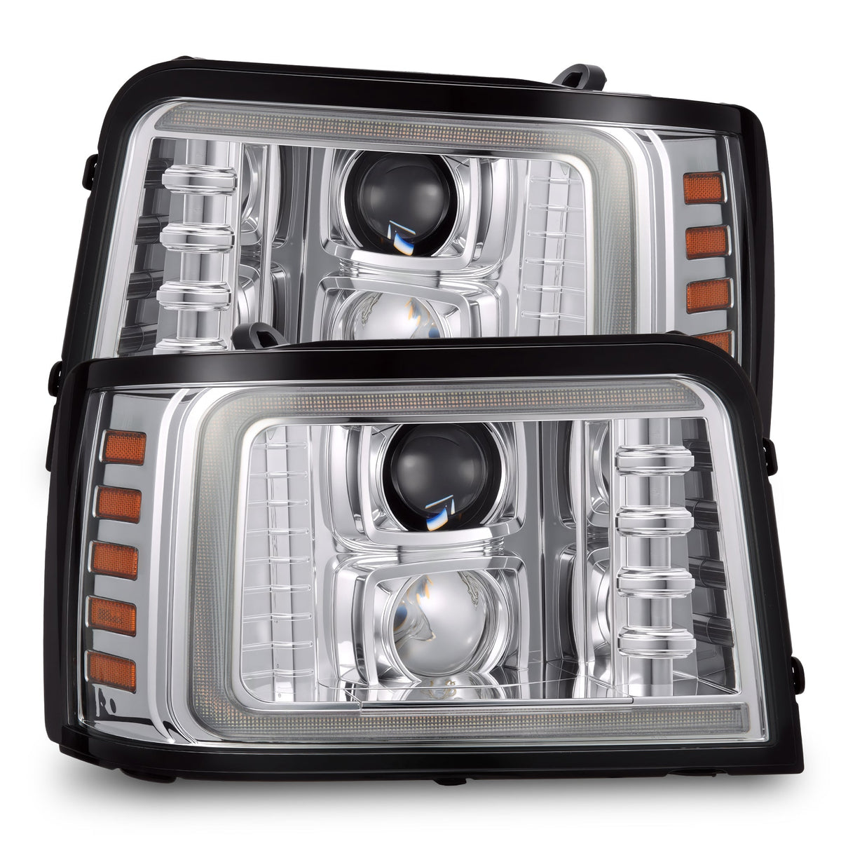 AlphaRex Projector Headlights, Chrome w/ Activation Light, Sequential Signal