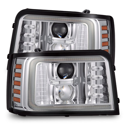AlphaRex 92-96 Ford Bronco/F150 NOVA LED Proj Headlights Chrome w/ Activ. Light Seq. Sig and SB DRL
