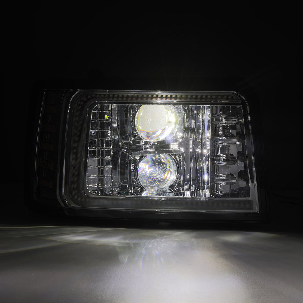 AlphaRex 92-96 Ford Bronco/F150 NOVA LED Proj Headlights Chrome w/ Activ. Light Seq. Sig and SB DRL
