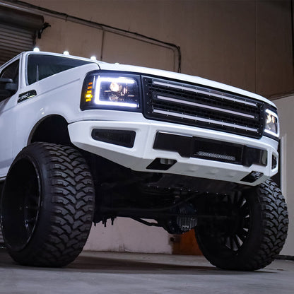 AlphaRex 92-96 Ford F-Series/Bronco PRO-Series Halogen Projector Headlights Alpha-Black