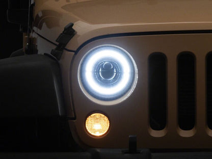 Raxiom 07-08 Jeep Wrangler JK HiOutput LED Headlights Angel Eye DRL Black (J211420)
