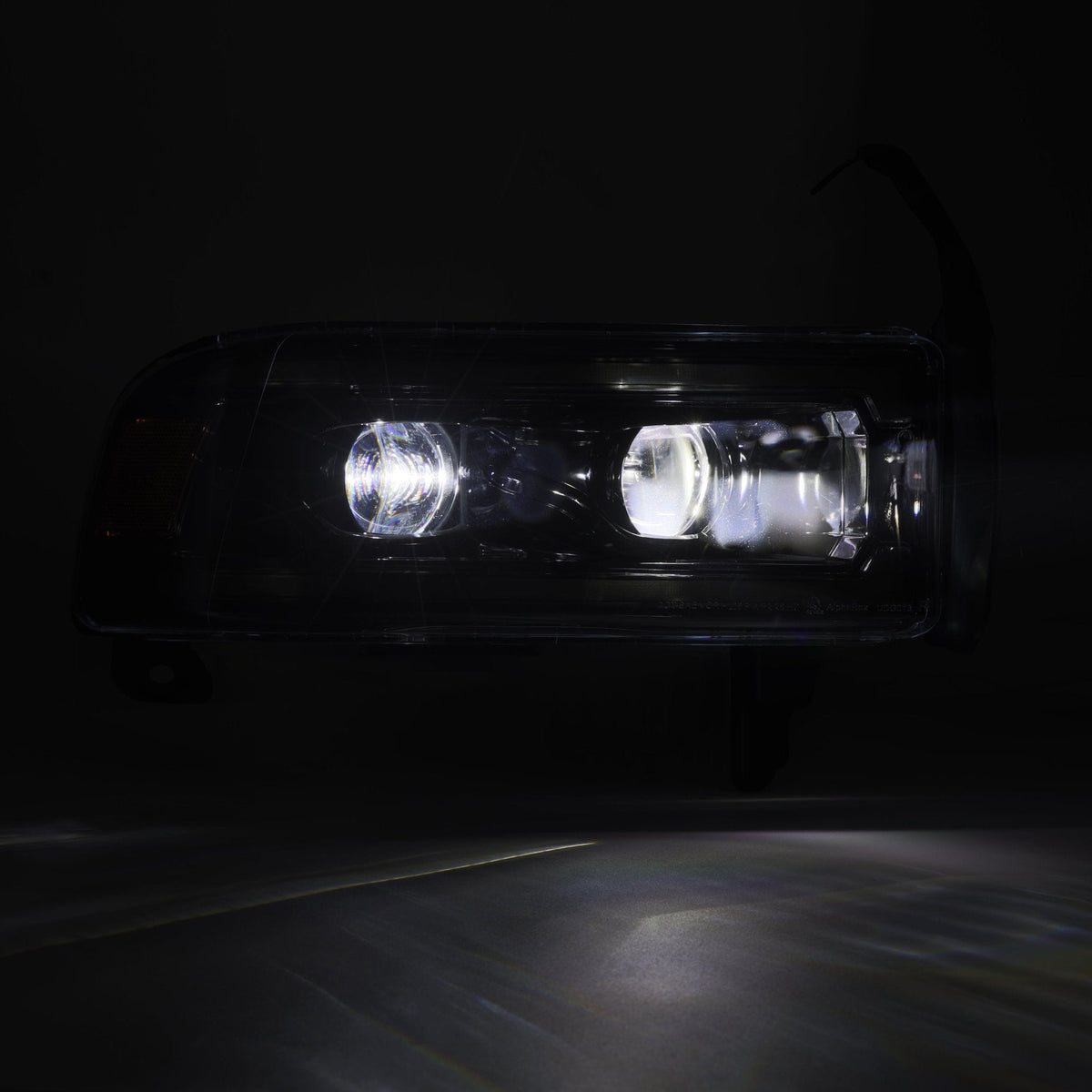 AlphaRex 94-01 RAM 1500 LUXX LED Proj Headlights Alpha-Blk w/Activ Light/Seq Signal/SB DRL