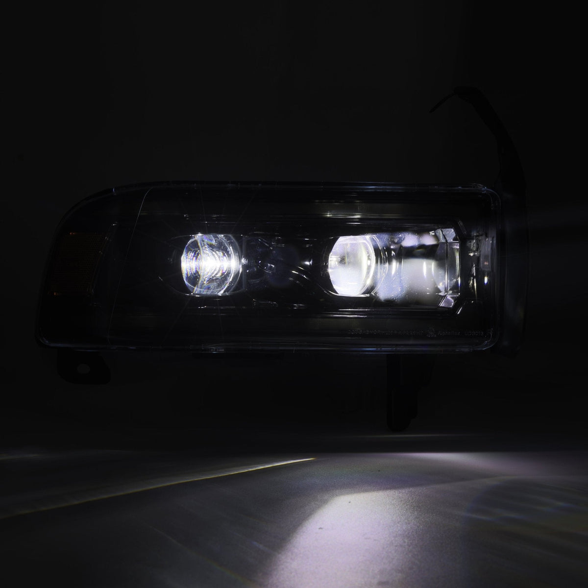 AlphaRex 94-01 RAM 1500 LUXX LED Proj Headlights Alpha-Blk w/Activ Light/Seq Signal/SB DRL