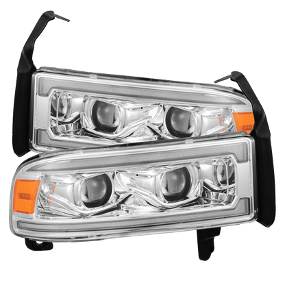 AlphaRex 94-01 Dodge Ram 1500 LUXX LED Headlights Chrome w/ Activ. Light Seq. Signal and SB DRL
