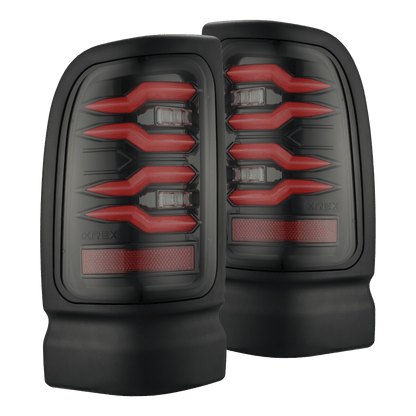 AlphaRex 94-01 Dodge Ram 1500/2500/3500 LUXX-Series LED Tail Lights - Black/Red