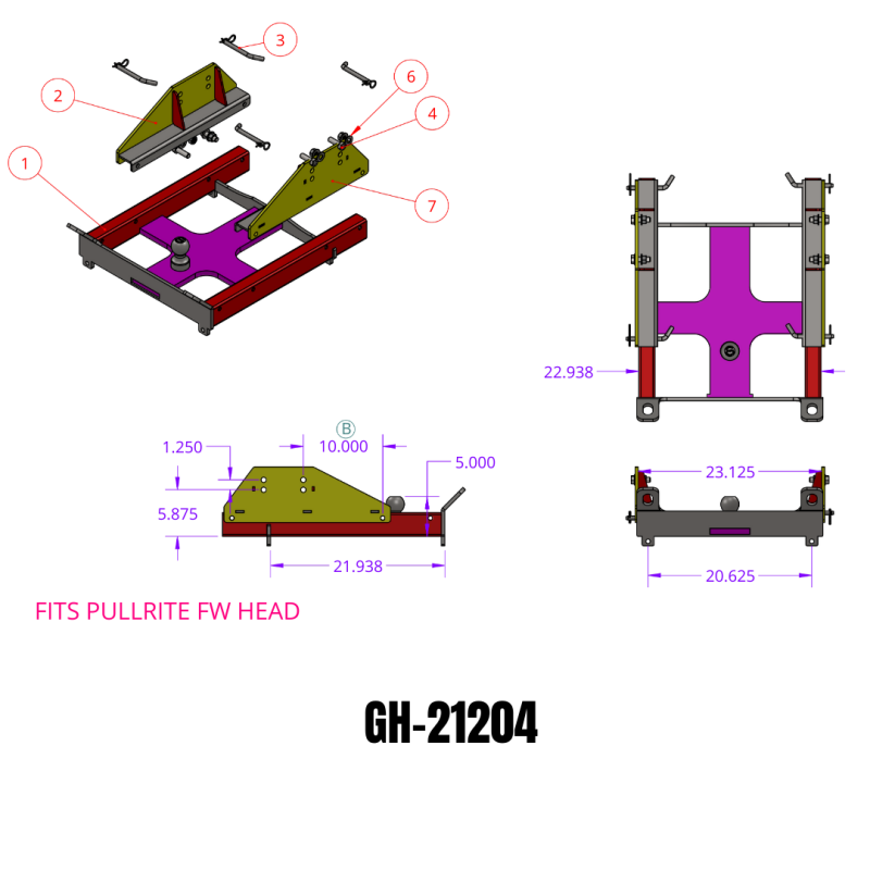 GEN-Y Hitch GH-21204 5th Wheel Gooseneck Combo 25K Towing for Pullrite