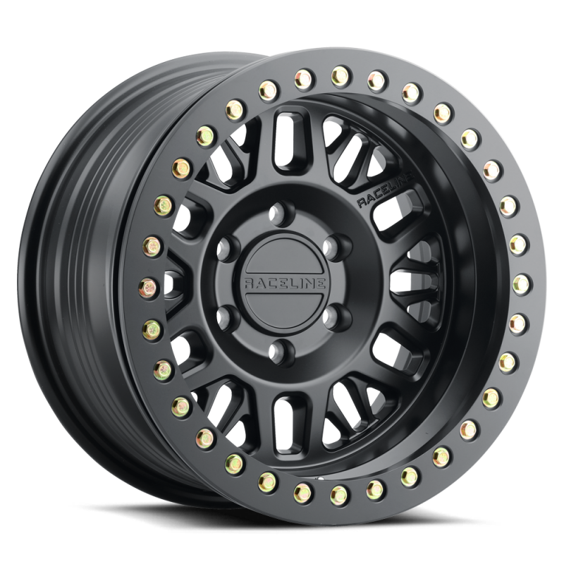 (set of 4) Raceline RT951 Ryno Satin Black Beadlock | 17x9" -12mm | 5x127mm Wheel