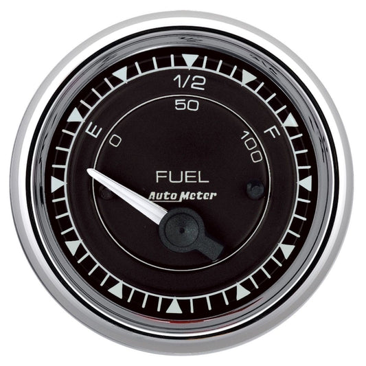 AutoMeter Chrono 2-1/16in 0E 0-90 Ohm Electric Fuel Level Gauge - Chrome (9714)