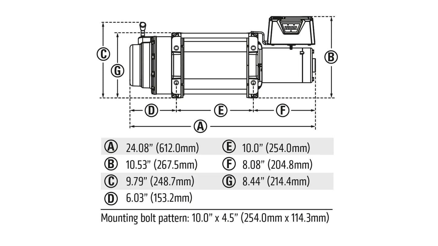 WARN 97720 M12-S 12000 lb Winch 100' 3/8 Spydra Synthetic Rope Heavy Series