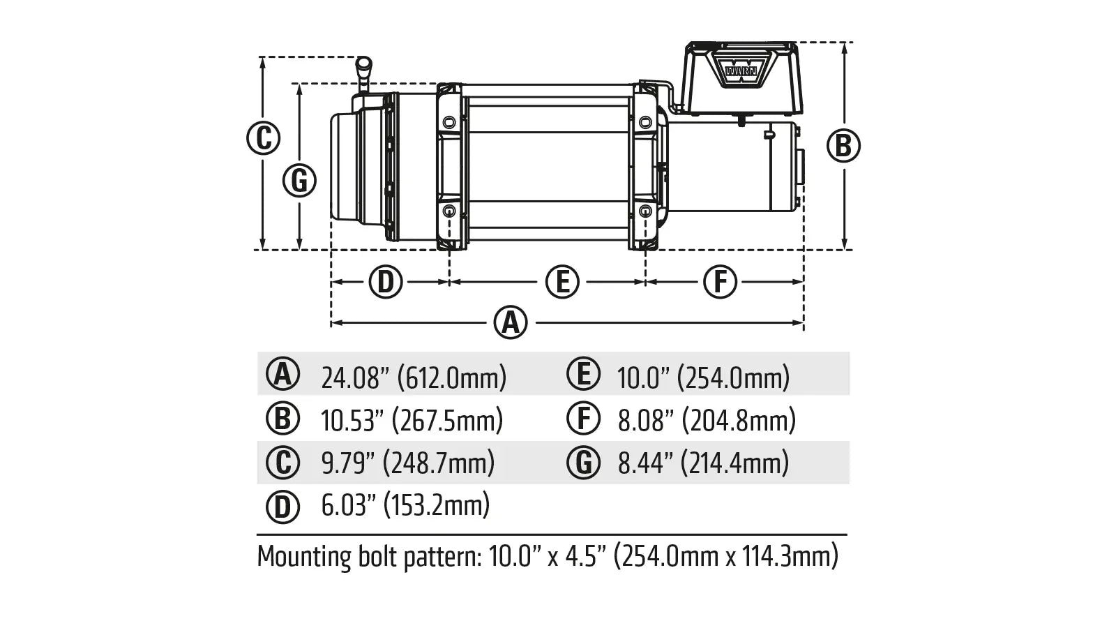 WARN 97720 M12-S 12000 lb Winch 100' 3/8 Spydra Synthetic Rope Heavy Series