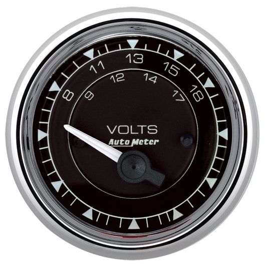 AutoMeter Chrono 2-1/16in 18V Electric Voltmeter Gauge - Chrome (9792)