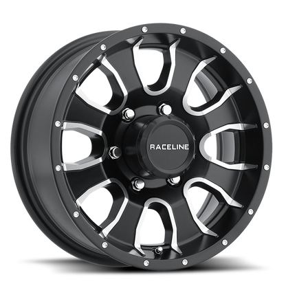 (set of 4) Raceline 860 Mamba Black & Machined | 14x6" +0mm | 5x114.3mm Wheel