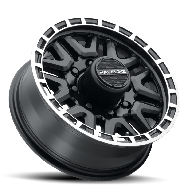 (set of 4) Raceline 953 Krank Black & Machined | 14x6" +0mm | 5x114.3mm Wheel