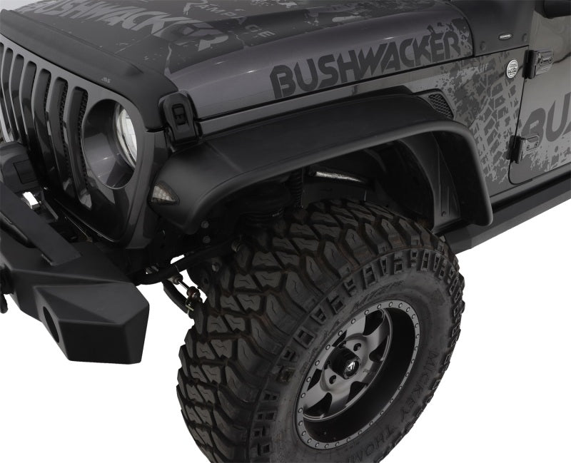 Bushwacker 10923-07 Flat Style Fender Flares Fits 18-26 Wrangler (JL)