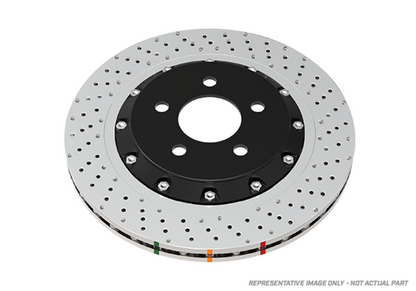 DBA 5000 Series Drilled Rear Rotor w/ Black Hat | Ford Mustang GT (15-20) (DBA52165BLKXD)