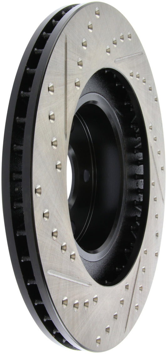 StopTech Slotted & Drilled Left Front Rotor | Subaru WRX (02-10) (127.47018L)