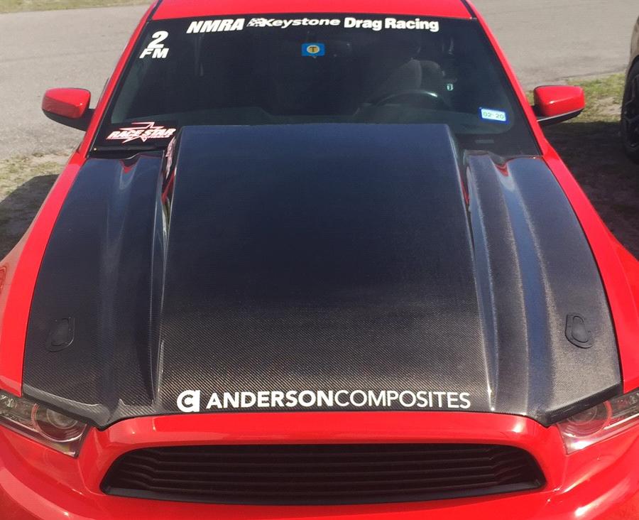 Anderson Composites Type-CJ carbon fiber cowl hood for 2013-2014 Ford Mustang  (AC-HD13FDMU-CJ)