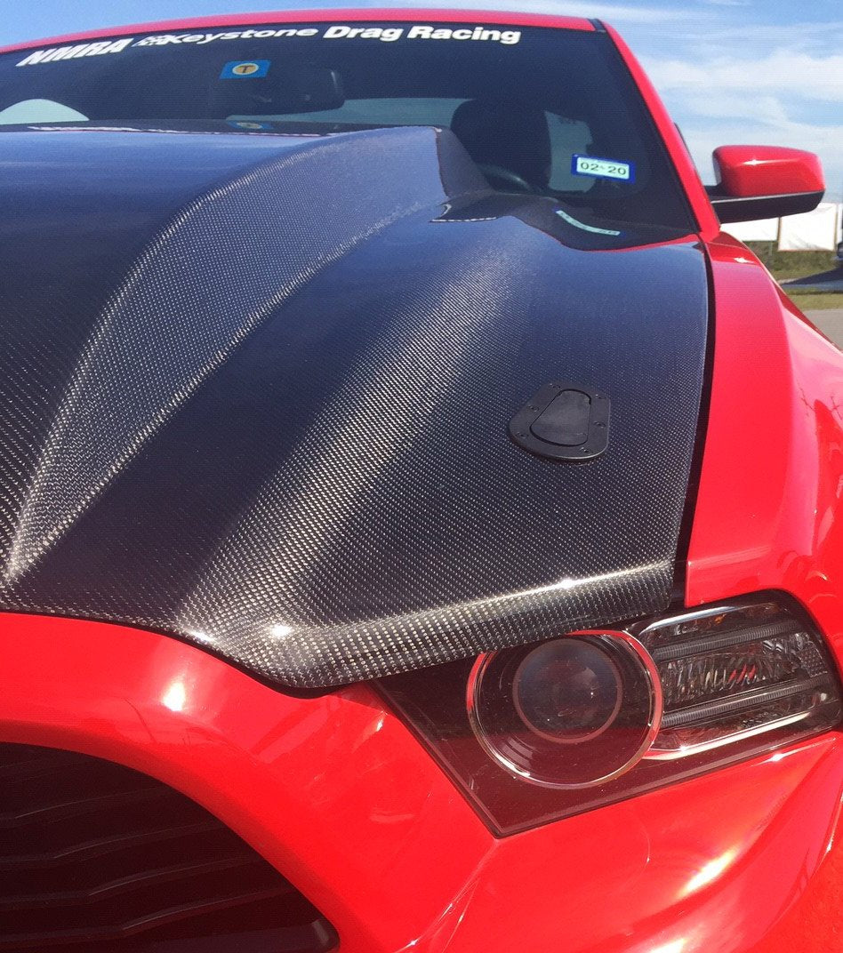 Anderson Composites Type-CJ carbon fiber cowl hood for 2013-2014 Ford Mustang  (AC-HD13FDMU-CJ)