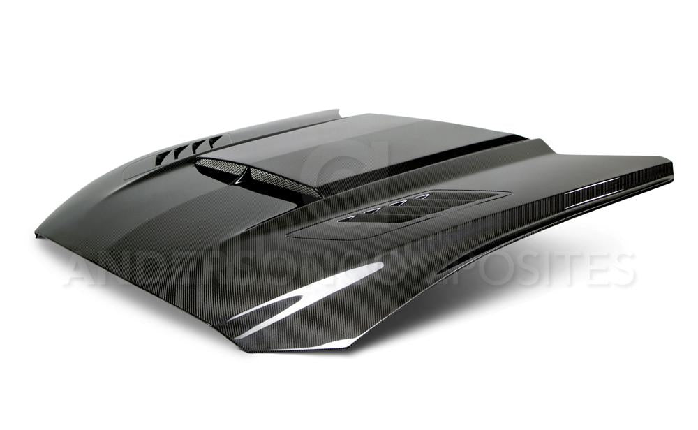 Anderson Composites Ram air double sided carbon fiber hood for 2015-2017 Ford Mustang  (AC-HD15FDMU-AB-DS)