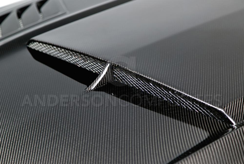 Anderson Composites Ram air double sided carbon fiber hood for 2015-2017 Ford Mustang  (AC-HD15FDMU-AB-DS)