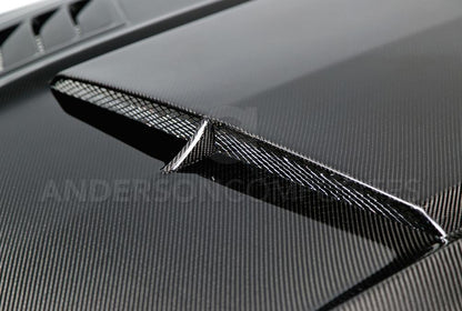 Anderson Composites Ram air double sided carbon fiber hood for 2015-2017 Ford Mustang  (AC-HD15FDMU-AB-DS)