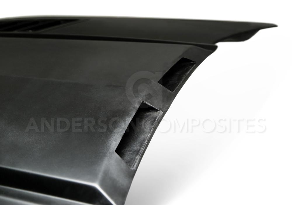 Anderson Composites Ram air fiberglass hood for 2015-2017 Ford Mustang  (AC-HD15FDMU-AB-GF)