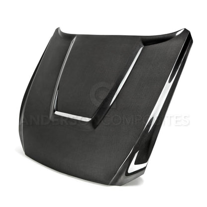 Anderson Composites Type-GR (GT350 Style) double sided carbon fiber hood for 2015-2017 Ford Mustang  (AC-HD15FDMU-GR-DS)