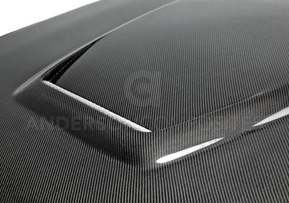 Anderson Composites Type-GR (GT350 Style) double sided carbon fiber hood for 2015-2017 Ford Mustang  (AC-HD15FDMU-GR-DS)