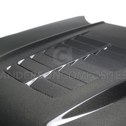 Anderson Composites Type-GT5 double sided carbon fiber hood for 2015-2017 Ford Mustang  (AC-HD15FDMU-GT5-DS)